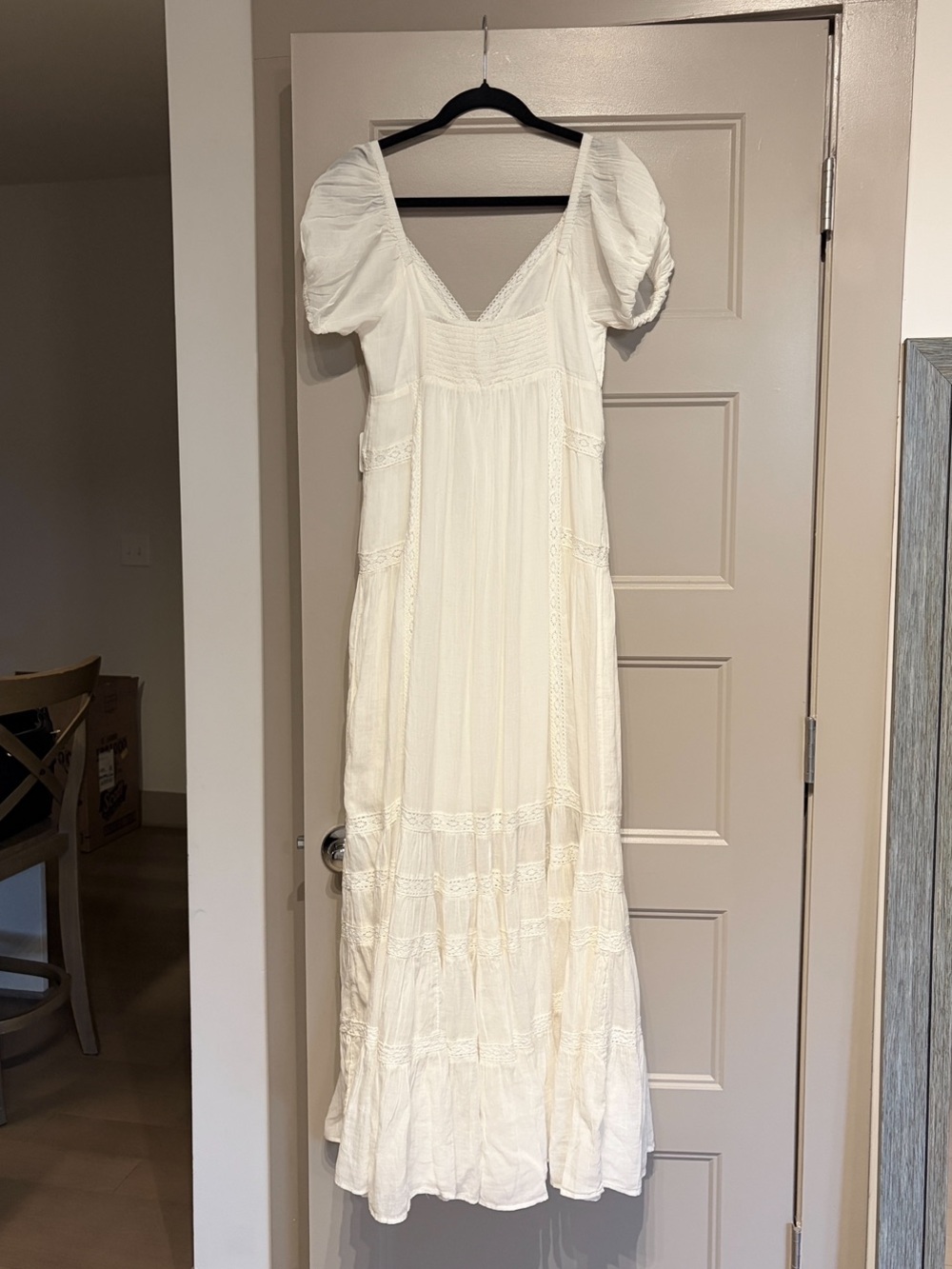 Free People Aura Maxi Dress Ivory White Long Cotton V Neck Flowy Small NEW NWT - Picture 8 of 9